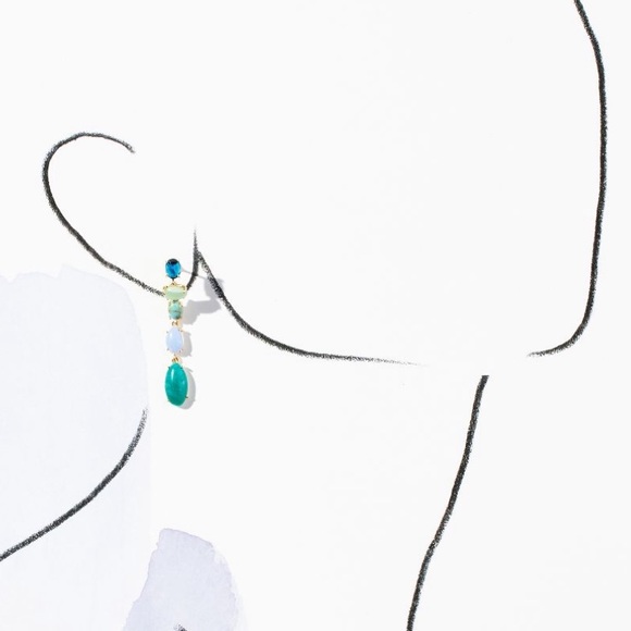 NWT Anthropologie Blue/Green Gem Drop Earrings! - Picture 2 of 4